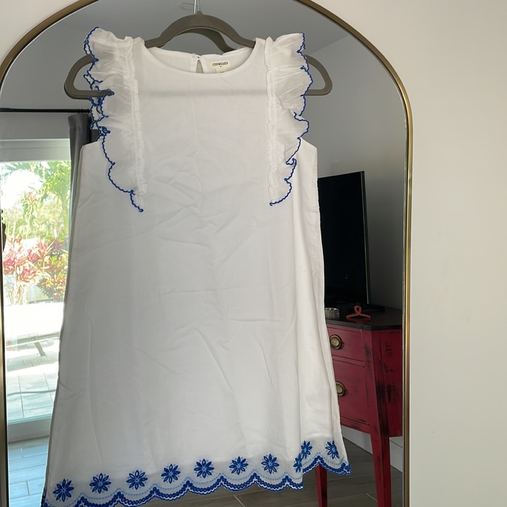 Crew Cuts white dress with scalloped trim, size 10, NWT